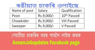 Mini ITI Rangia Recruitment 2020