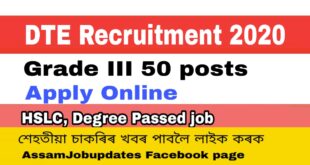 DTE Assam Grade III 50 Posts