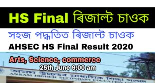 Assam HS Result 2020