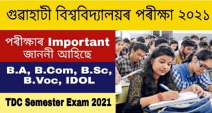 Gauhati University TDC Examination 2021