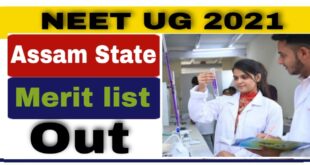 NEET UG 2021 Assam state Merit list