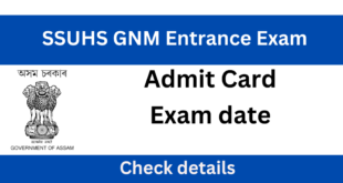 SSUHS GNM Admit Card