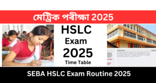 SEBA HSLC Exam Routine