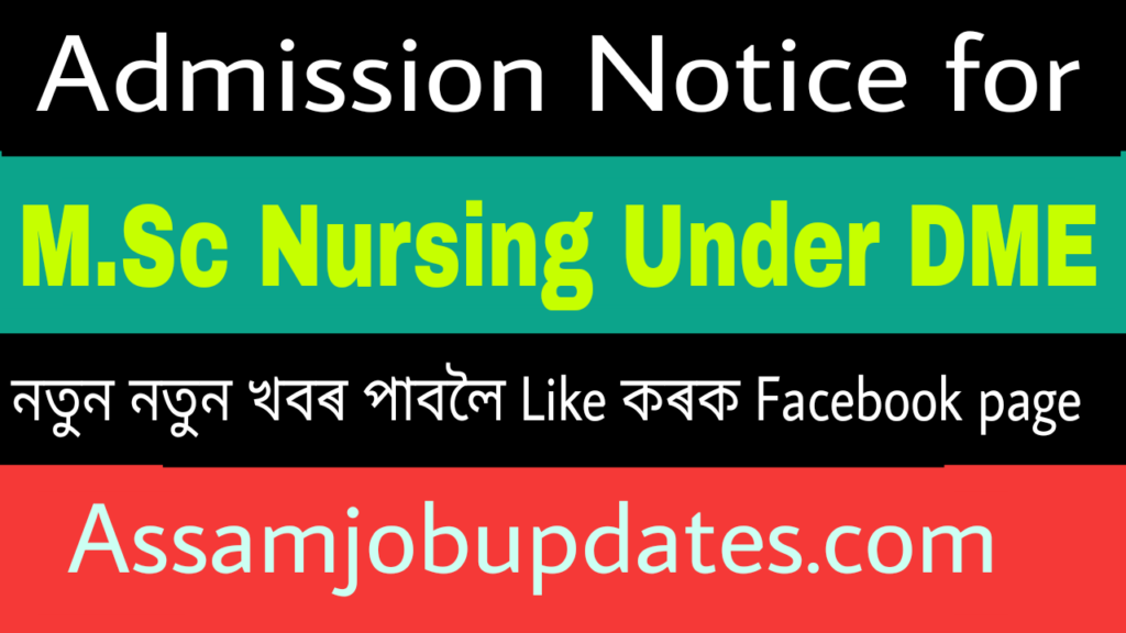 Admission Notice For M.sc Nursing under DME