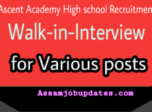 Ascent Academy High School Recruitment 2019 Walk In Interview
