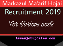Markazul Ma'arif Hojai Recruitment 2019 Vacancies for implementation of DDU-GKY Project 3