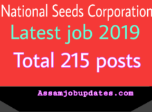 National Seeds Corporation Latest job 2019 various post total 215 posts
