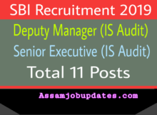 SBI Recruitment 2019 posts of Deputy Manager Senior Executive Total 11 posts