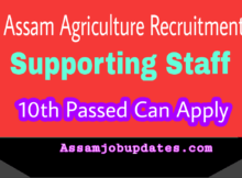 Assam Agriculture University Recruitment 2019 post of Supporting Staff total 12 posts