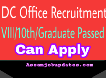 DC Office Recruitment 2019 Karbi Anglong post of Junior Asst Driver Chowkider Stenographer Total 6 posts