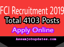 FCI Recruitment 2019 posts of JE Stenographer Typist Assistant Total 4103 posts