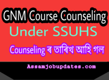 GNM Nursing Counseling Date Under SSUHS