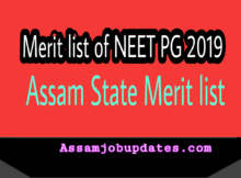 NEET PG 2019 Assam State Merit list of NEET PG 2019