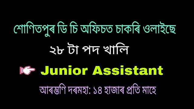 DC Office Sonitpur Junior Assistant Recruitment 2020