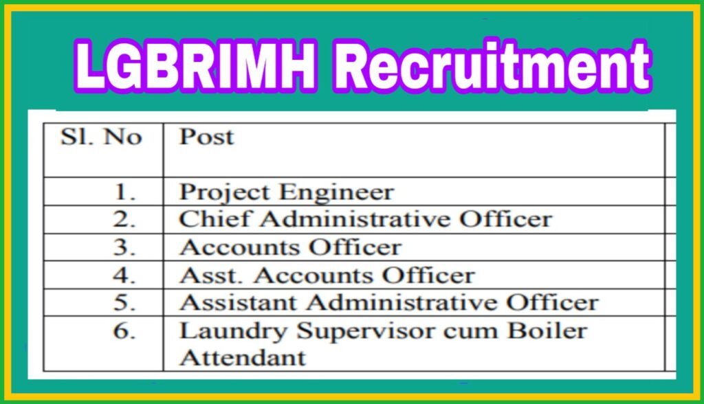 LGBRIMH Recruitment 2019