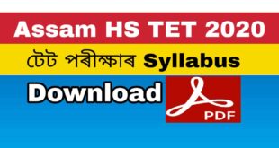 Assam HS TET 2020 Syllabus