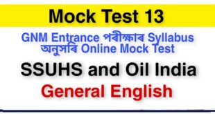 Online Mock Test for GNM Entrance Exam General English