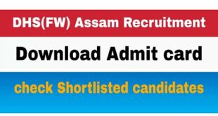 DHS(FW) Assam Recruitment Admit card 2020