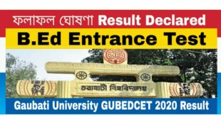 Gauhati University B.Ed Entrance Result 2020