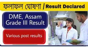 DME Assam Grade III Recruitment Result 2021