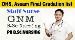DHS Assam Final Common Gradation list of staff nurses 2021