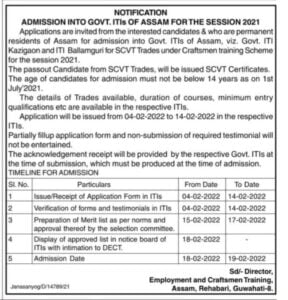 Assam ITI Admission 2022