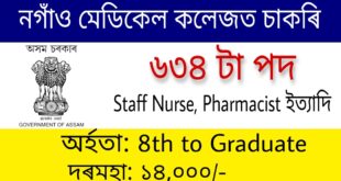 DME Assam Nagaon Medical College and Hospital Recruitment 2022
