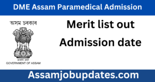 DME Assam Paramedical Merit list