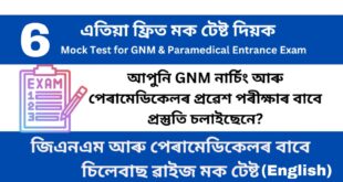 Mock Test 6 for GNM and Paramedical Entrance Examination