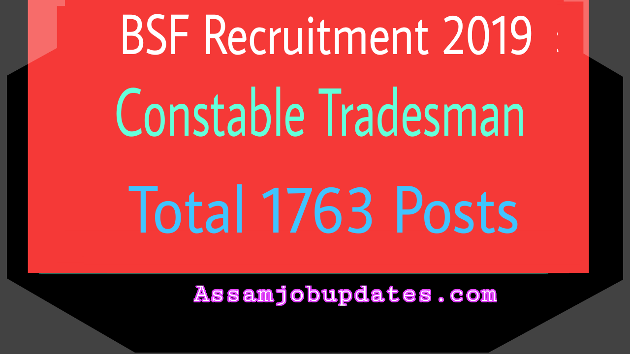 BSF Recruitment 2019 posts of Constable Tradesman Total 1763 posts