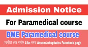 DME Paramedical course Admission Notice