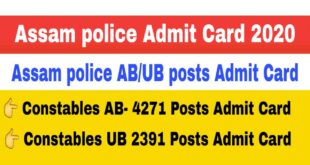 Assam Police Constables AB UB Admit Card