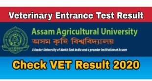 AAU Jorhat Veterinary Entrance Test Result 2020