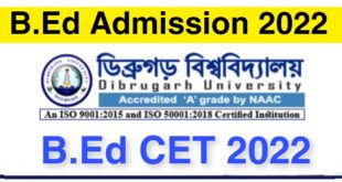 Dibrugarh University B Ed Admission 2022