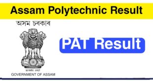 DTE Assam Polytechnic Result 2022