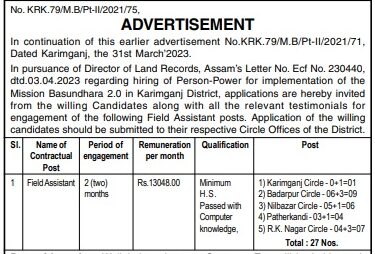 DC Office Karimganj Recruitment